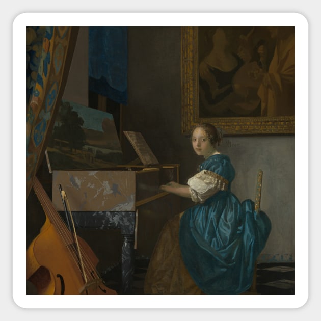 Lady Seated at a Virginal by Jan Vermeer Sticker by Classic Art Stall